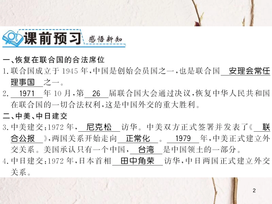八年级历史下册 第17课 外交事业的发展习题课件 新人教版_第2页