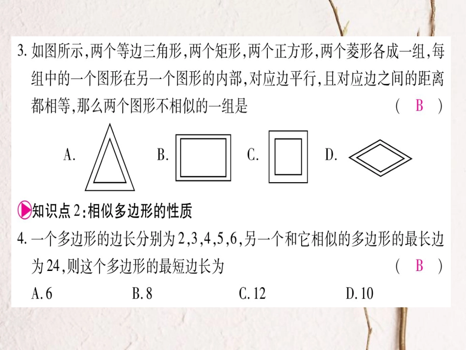 九年级数学上册 4.3 相似多边形习题课件 （新版）北师大版_第3页