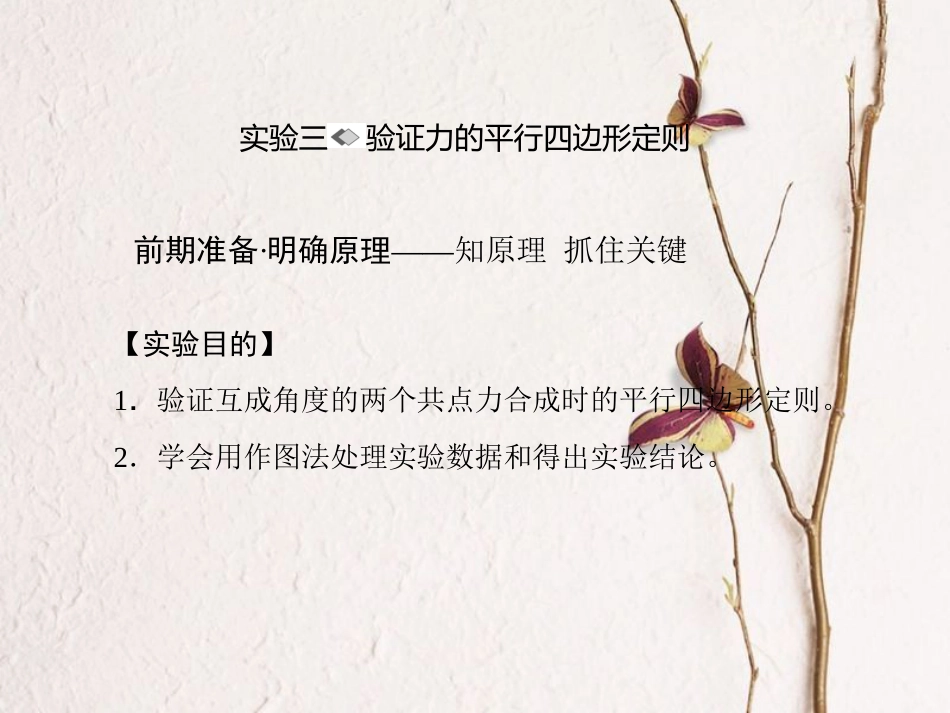 （新课标）高考物理一轮复习 第二章 相互作用 实验三 验证力的平行四边形定则课件_第1页