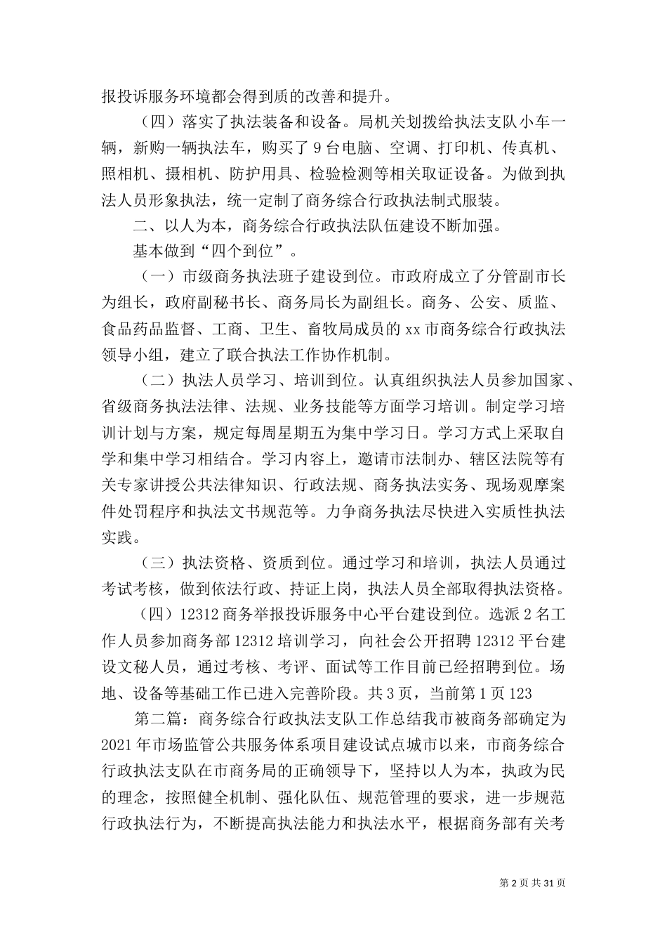 商务综合行政执法支队的工作总结_第2页