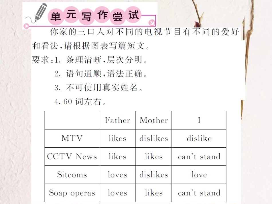 八年级英语上册 Unit 5 Do you want to watch a game show主题写作课件 （新版）人教新目标版[共3页]_第2页