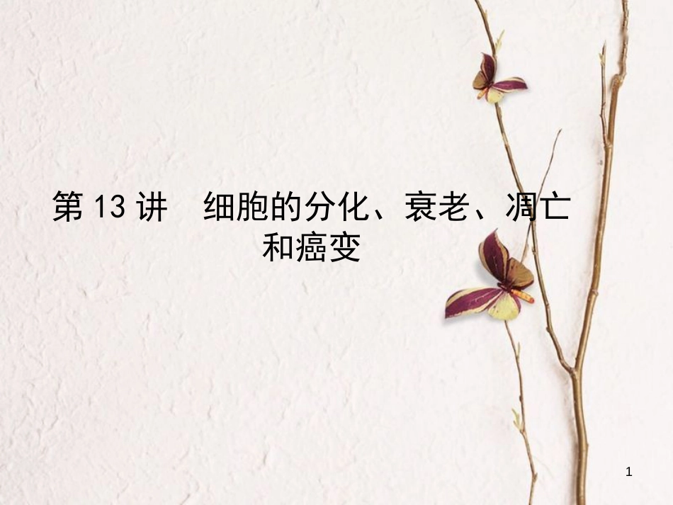 高考生物一轮复习 第4单元 细胞的生命历程 第13讲 细胞的分化、衰老、凋亡和癌变课件_第1页
