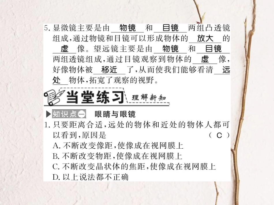 八年级物理上册 3.7 眼睛与光学仪器习题课件 （新版）粤教沪版_第3页