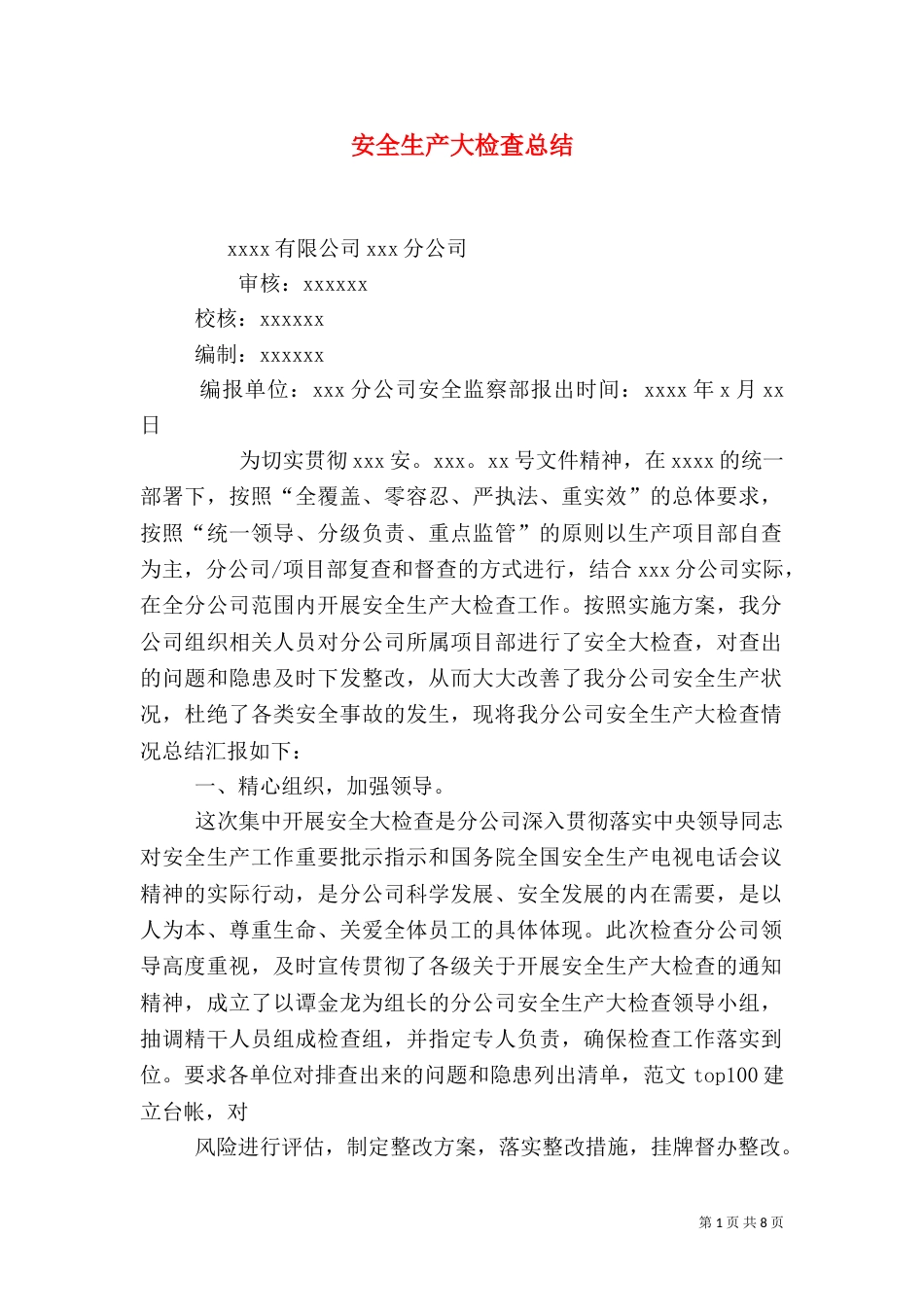 安全生产大检查总结_第1页