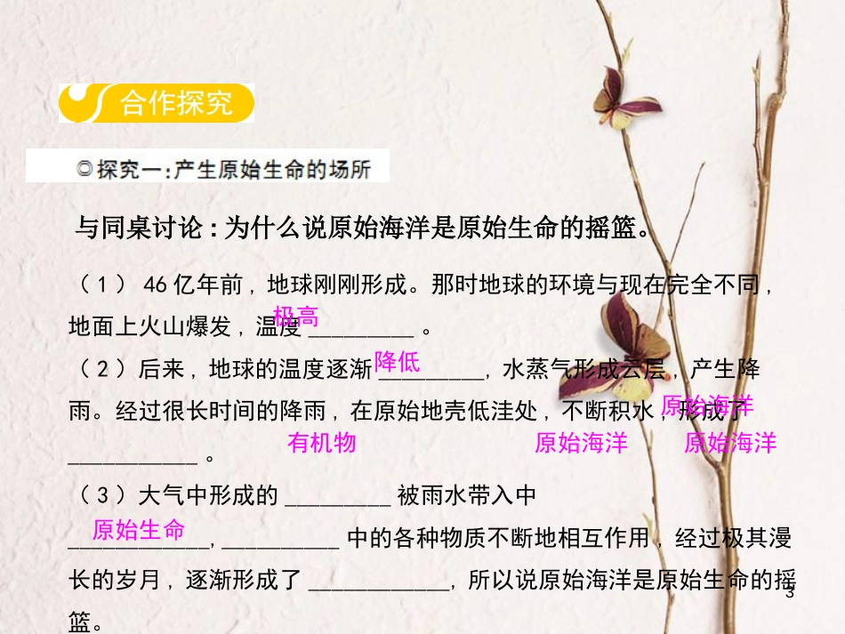 八年级生物下册 第六单元 第三章 第一节 生命的起源课件 （新版）冀教版_第3页