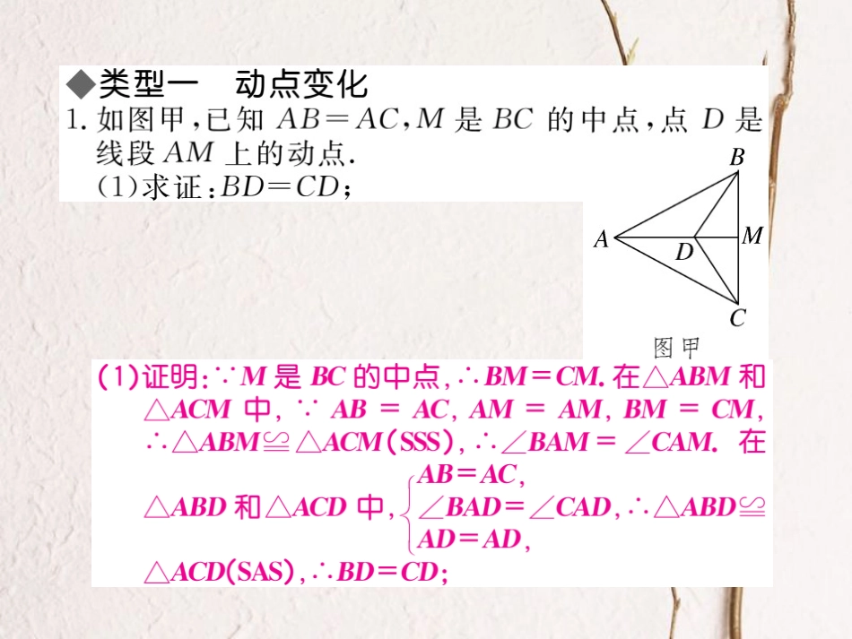 八年级数学上册 难点探究专题 动态变换中的三角形全等课件 （新版）冀教版_第2页