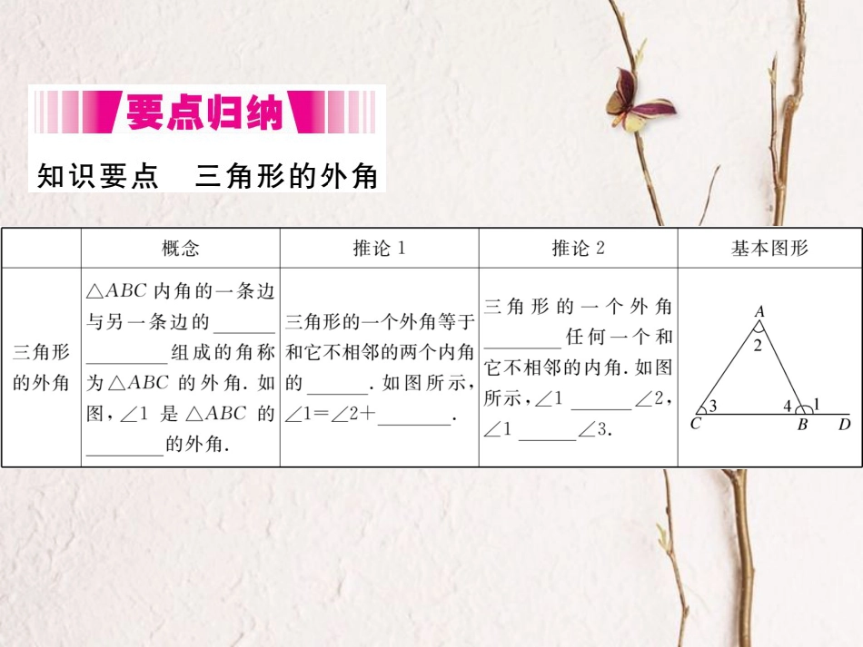 八年级数学上册 7.5 第2课时 三角形的外角（小册子）课件 （新版）北师大版_第1页