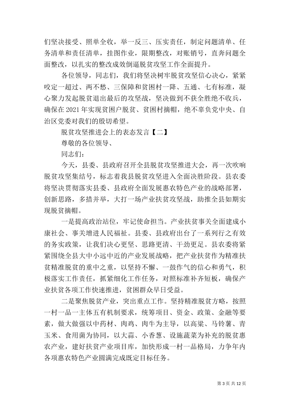 脱贫攻坚工作推进会表态发言_第3页