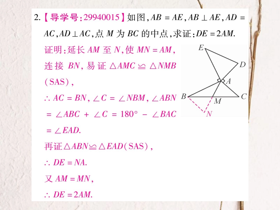 八年级数学上册 专题2 构造三角形全等的几种方法课件 （新版）新人教版_第3页