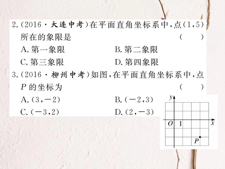 八年级数学上册 3.2 第1课时 平面直角坐标系习题课件 （新版）北师大版_第2页