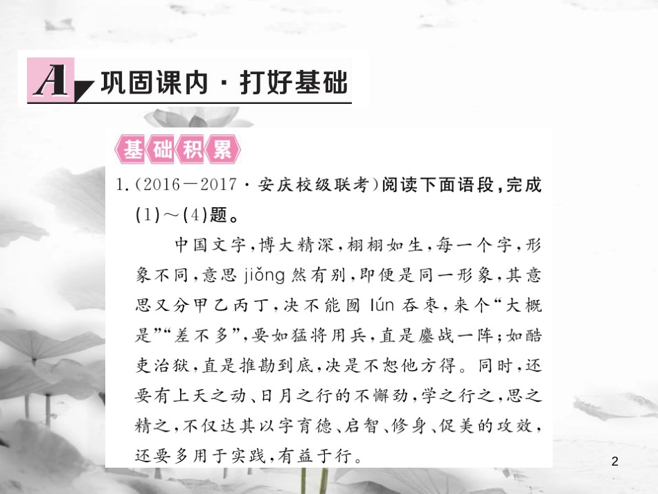 安徽省九年级语文上册 第二单元 7 傅雷家书两则习题讲评课件 新人教版[共22页]_第2页
