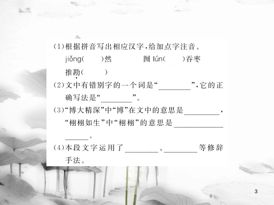 安徽省九年级语文上册 第二单元 7 傅雷家书两则习题讲评课件 新人教版[共22页]_第3页