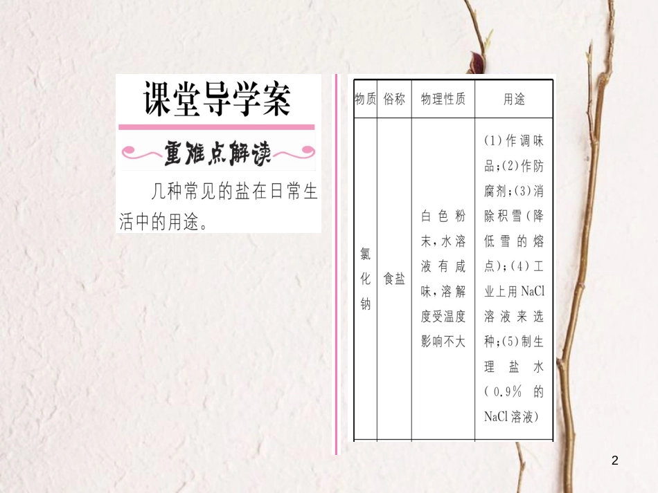九年级化学下册 第11单元 盐 化肥 课题1 生活中常见的盐 第1课时 几种常见的碳酸盐及盐的性质习题课件 （新版）新人教版[共19页]_第2页
