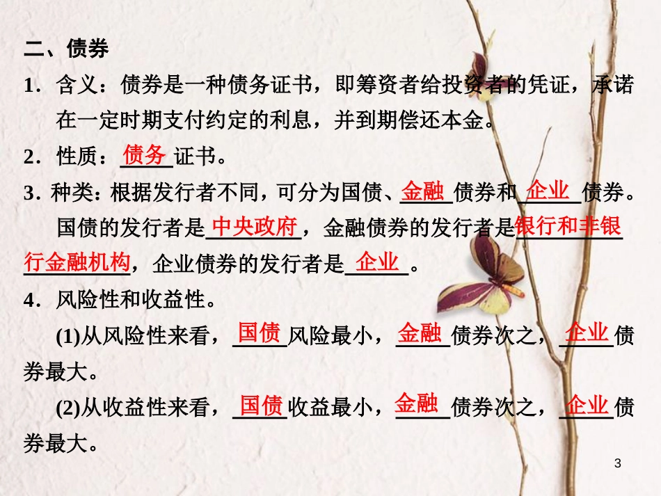 高中政治 第二单元 生产、劳动与经营 第六课 投资理财的选择 第二框 股票、债券和保险课件 新人教版必修1[共22页]_第3页