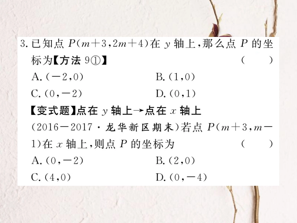 八年级数学上册 3.2 第2课时 平面直角坐标系中点的坐标特点习题课件 （新版）北师大版_第2页