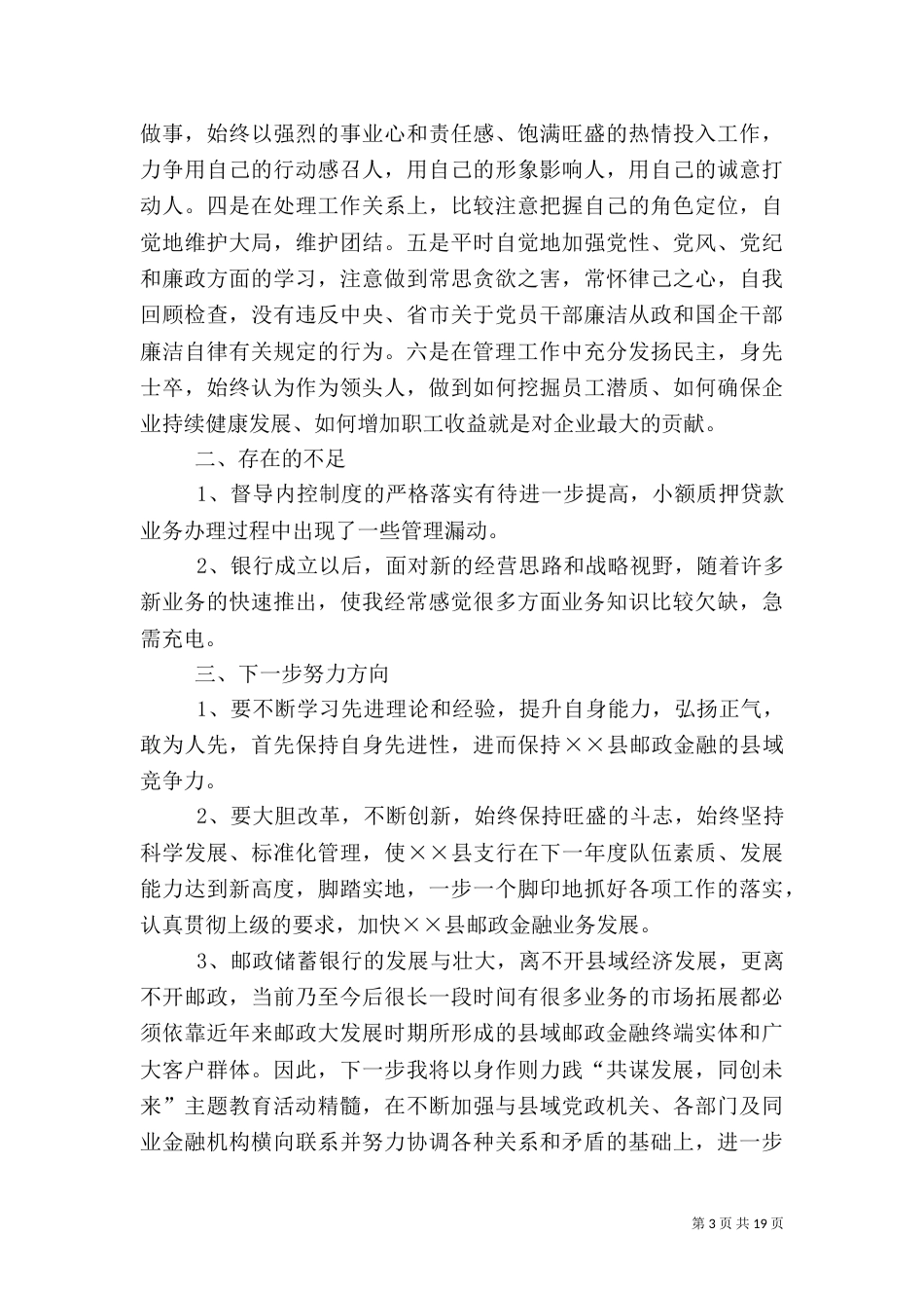 银行行长工作总结（二）_第3页