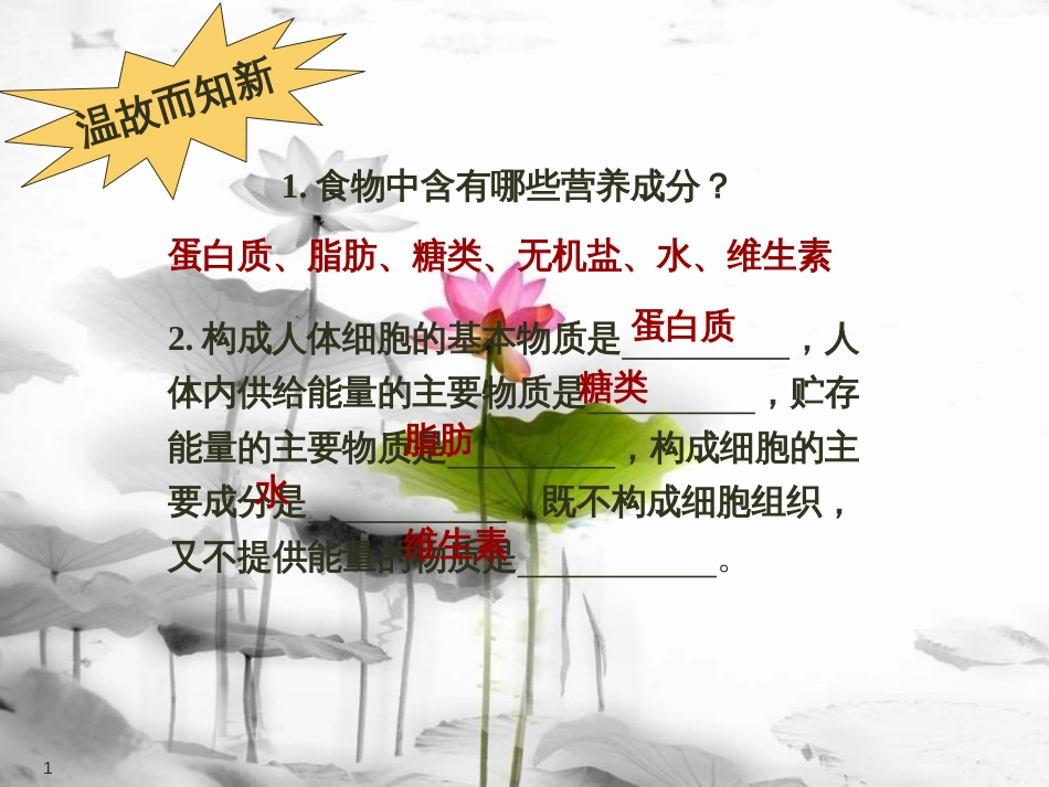 安徽省桐城市嬉子湖中心学校七年级生物下册 4.2.2 消化和吸收课件 （新版）新人教版[共36页]_第1页