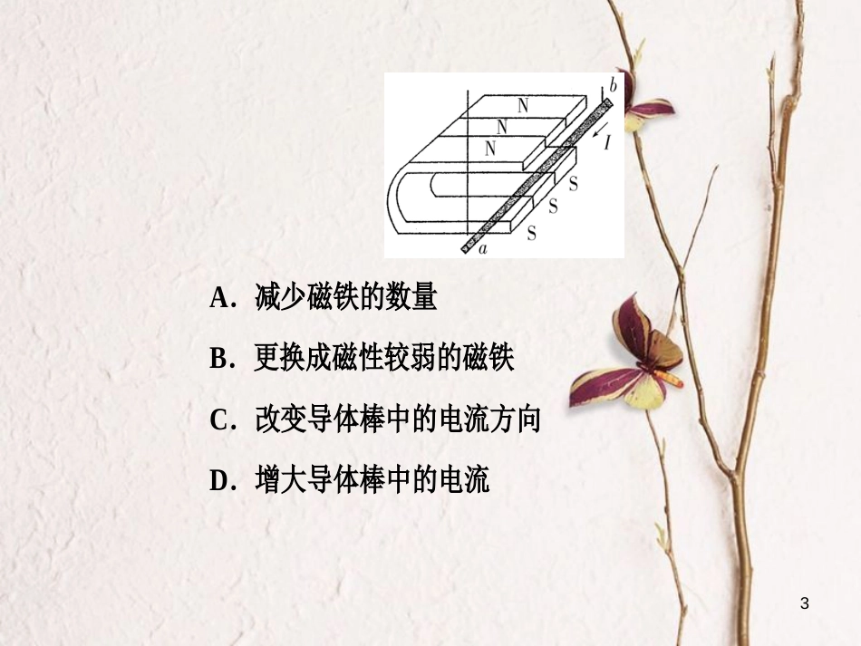 高考物理一轮复习 专题十 实验与探究 考点5 研究影响通电导体所受磁场大小的因素、传感器的简单使用课件_第3页