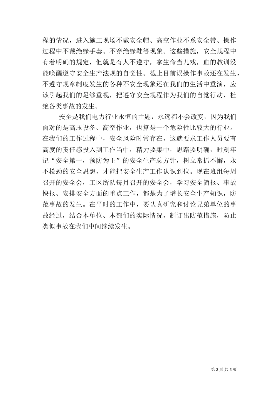 电力安全生产演讲稿（九）_第3页