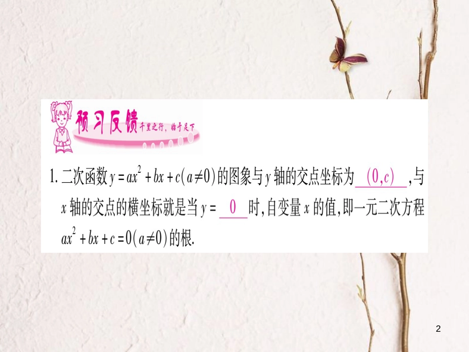 九年级数学下册 1.4 二次函数与一元二次方程的联系习题课件 （新版）湘教版_第2页