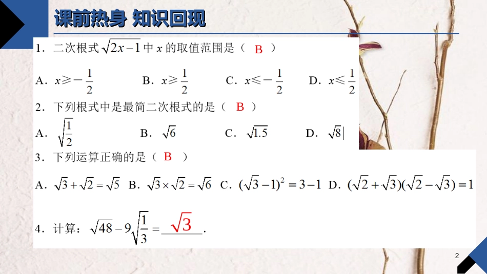 中考数学 第4讲 二次根式复习课件1 （新版）北师大版[共12页]_第2页