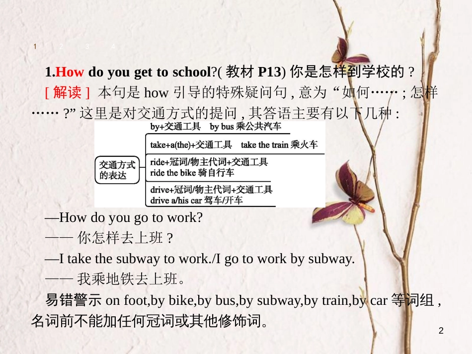 七年级英语下册 Unit 3 How do you get to school课件1 （新版）人教新目标版_第2页