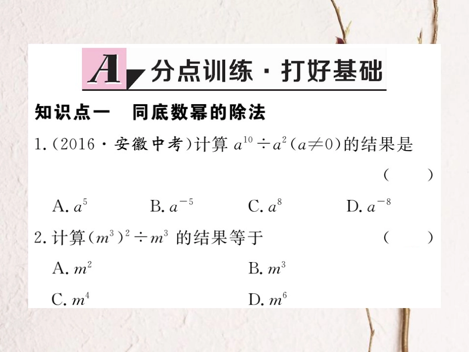 八年级数学上册 14.1.4 第3课时 整式的除法习题课件 （新版）新人教版_第2页