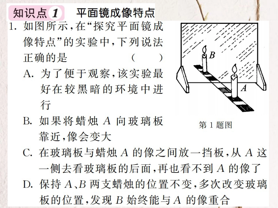 八年级物理上册 第四章 光现象 第3节 平面镜成像习题课件 （新版）新人教版[共21页]_第3页
