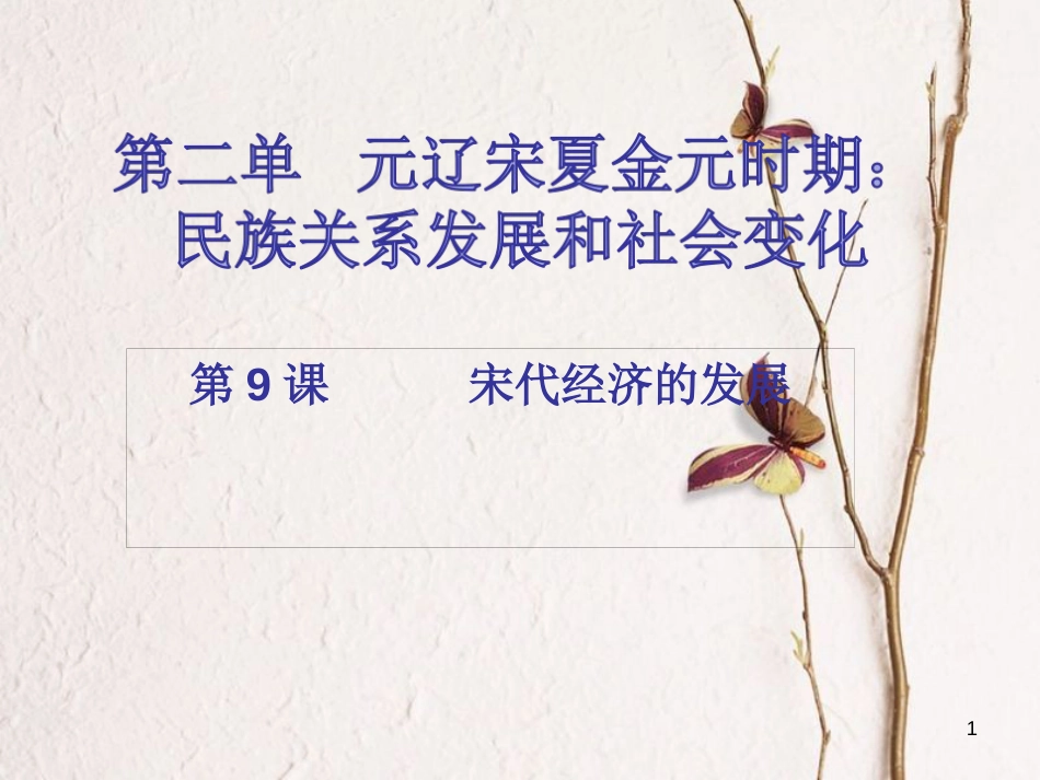 七年级历史下册 第二单元 辽宋夏金元时期 民族关系发展和社会变化 第9课 宋代经济的发展（课堂十分钟）课件 新人教版_第1页