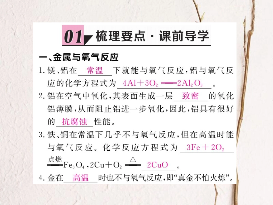 （贵州专）九年级化学下册 第八单元 课题2 第1课时 金属与氧气、酸的反应复习课件 （新）新人教版_第2页