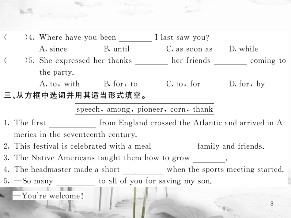 mwkAAA九年级英语上册 Module 2 Public holidays Unit 2 We have celebrated the festival since the first pioneers arrived in America（第1课时）课件 （新版）外研版_第3页