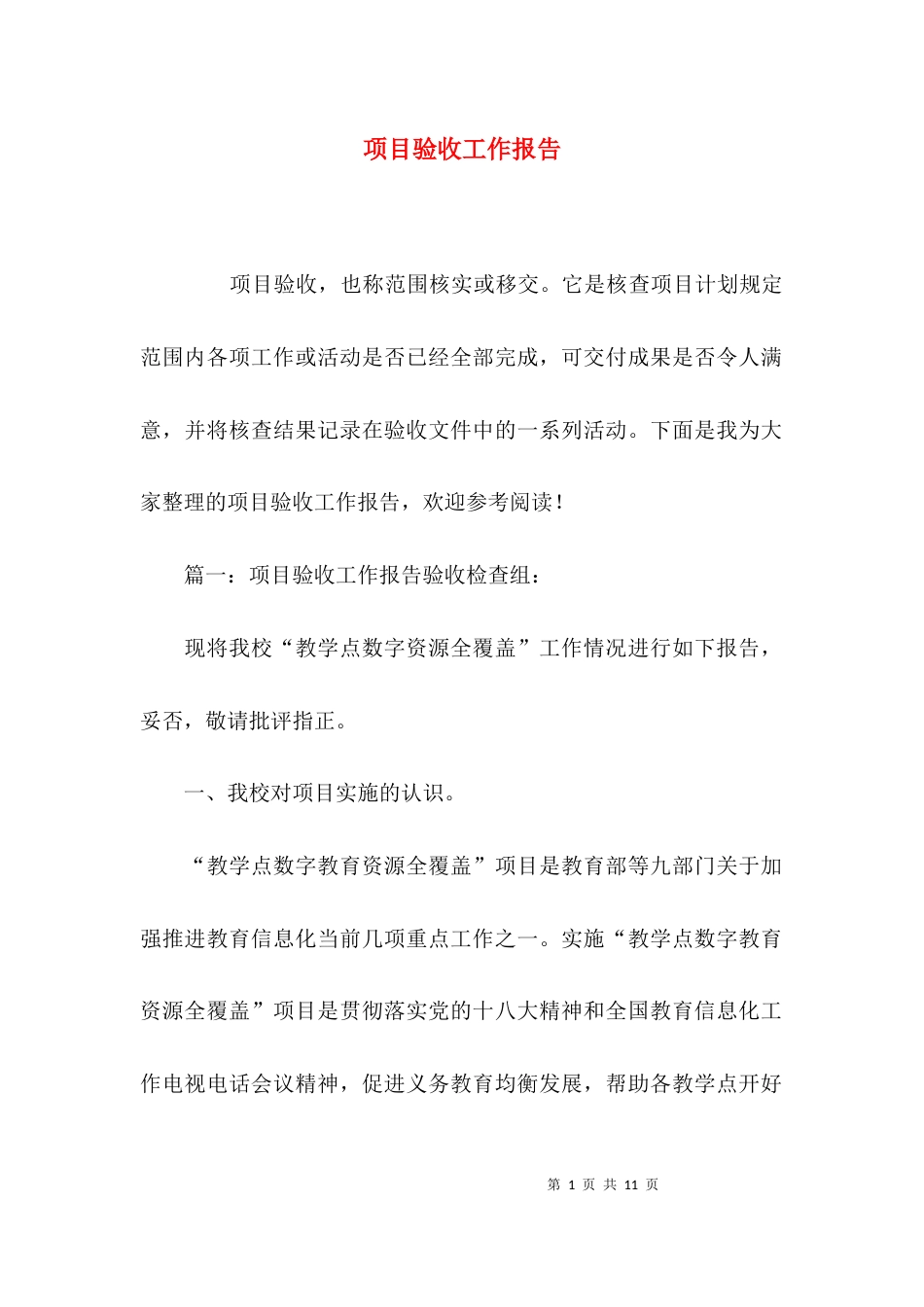 项目验收工作报告_第1页