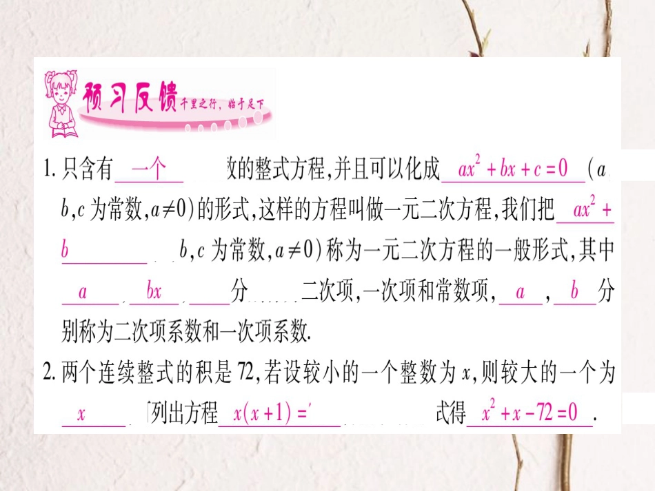 九年级数学上册 2.1 认识一元二次方程习题课件 （新版）北师大版_第2页