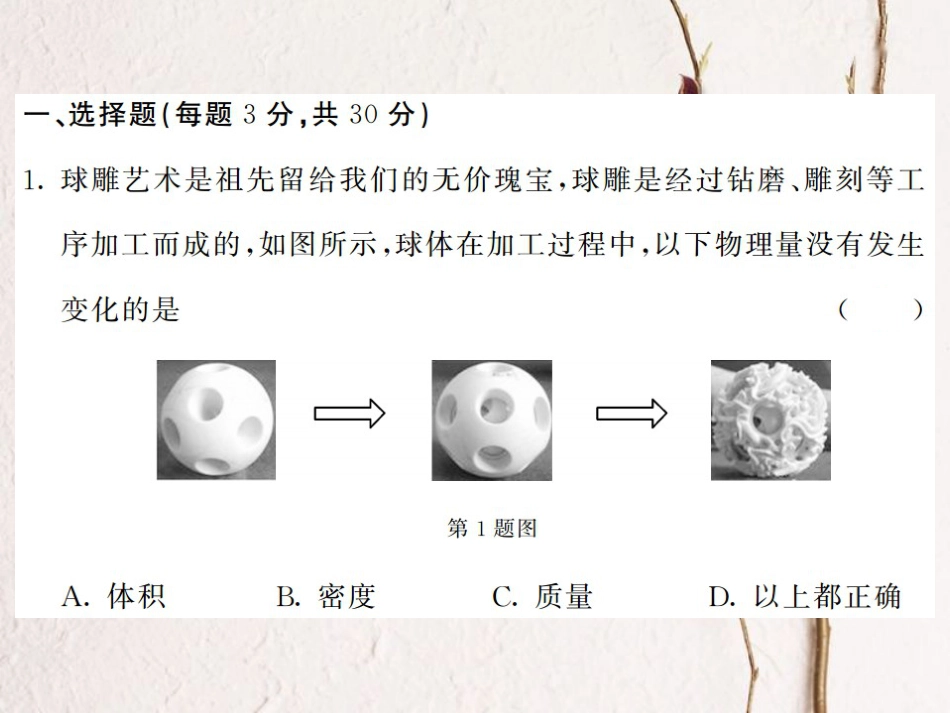 八年级物理上册 第六章 质量与密度综合测试卷课件 （新版）新人教版[共22页]_第2页