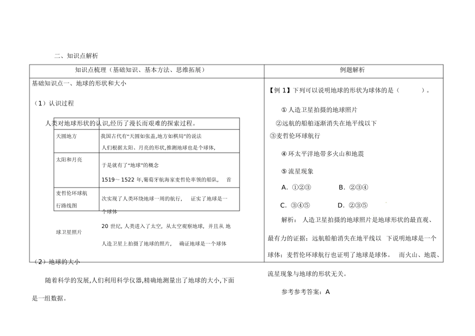 《地球和地球仪》思维导图及知识点解析[共17页]_第2页