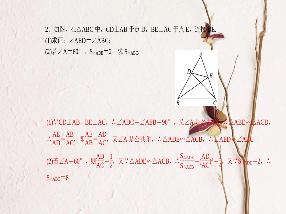 九年级数学上册 专题训练9 相似三角形的基本原理课件 （新版）新人教版_第3页
