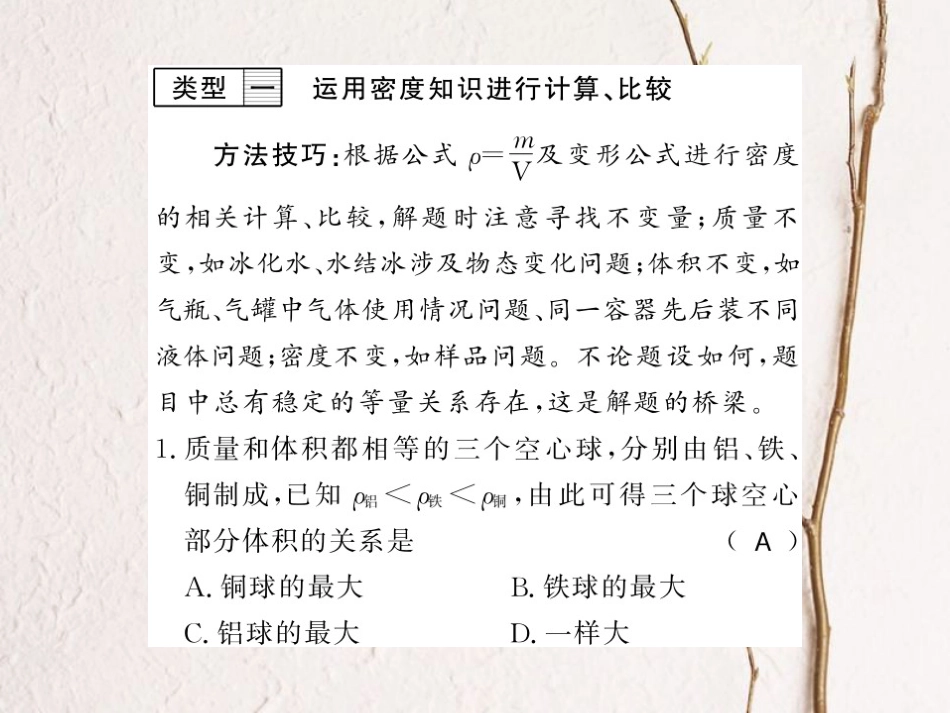 八年级物理上册 专题训练四 密度的综合计算习题课件 （新版）粤教沪版_第3页