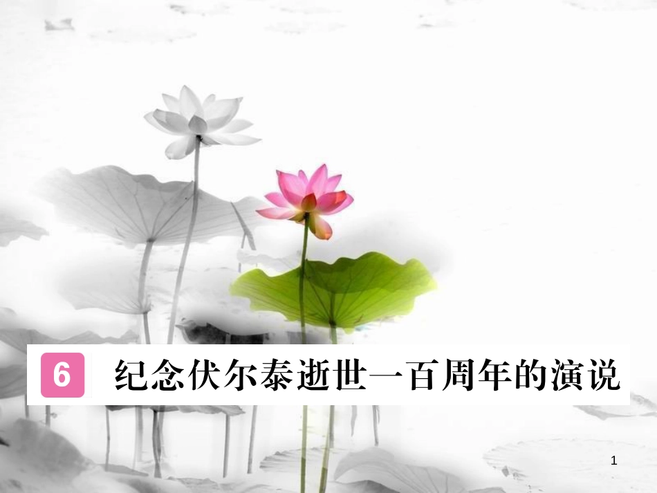 安徽省九年级语文上册 第二单元 6 纪念伏尔泰逝世一百周年的演说习题讲评课件 新人教版[共17页]_第1页