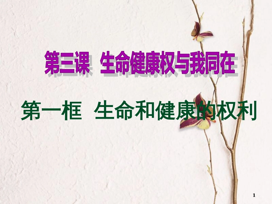 八年级政治下册 第二单元 我们的人身权利 第三课 生命健康权与我同在 第1框 生命和健康的权利教学课件2 新人教版[共24页]_第1页