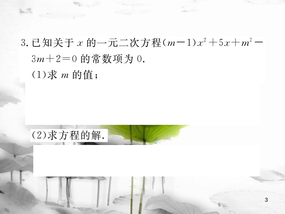 安徽省中考数学 易错易混专题 一元二次方程中的易错问题课件_第3页