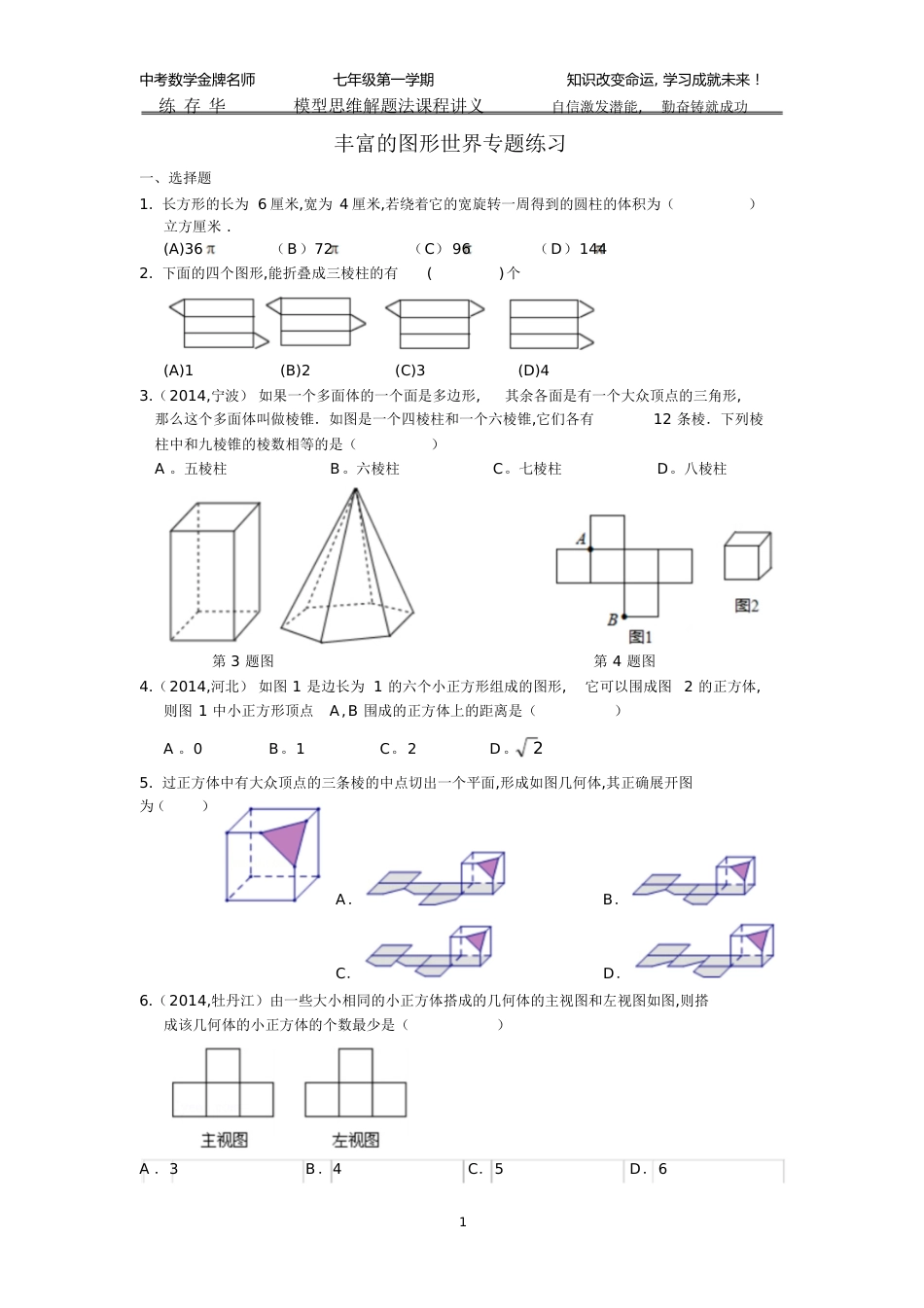 丰富的图形世界专题练习[共9页]_第1页