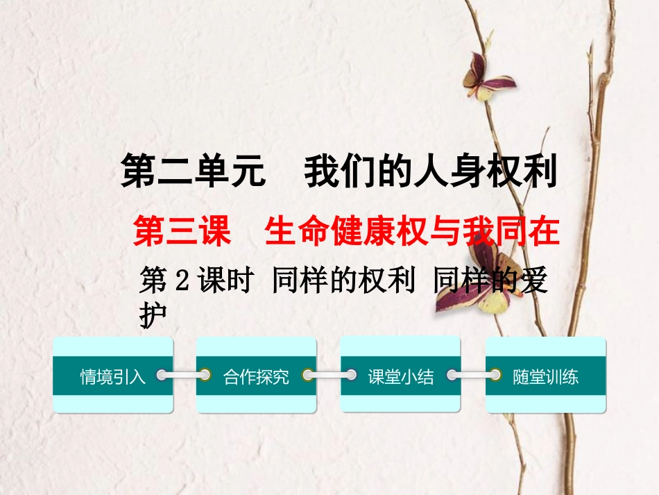 八年级政治下册 第二单元 我们的人身权利 第三课 生命健康权与我同在 第2框 同样的权利 同样的爱护教学课件1 新人教版[共12页]_第1页