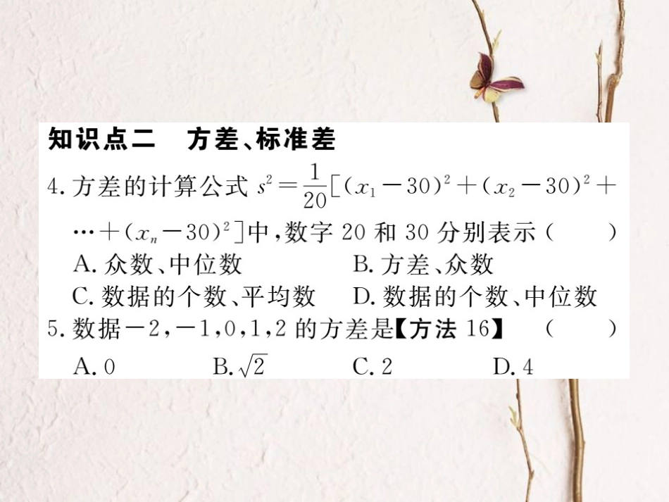 八年级数学上册 6.4 第1课时 极差、方差与标准差习题课件 （新版）北师大版_第3页