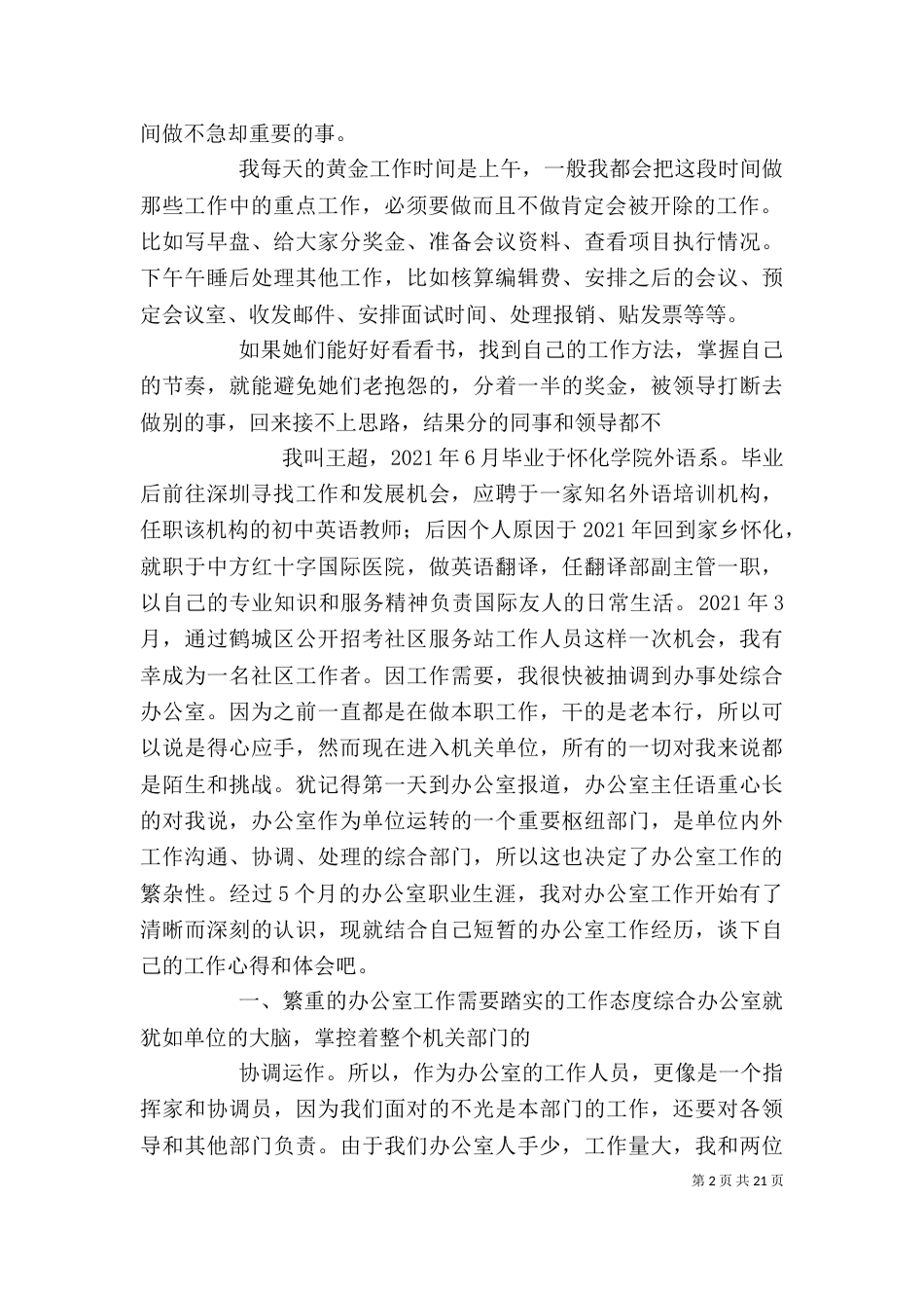 办公室打杂工作总结_第2页