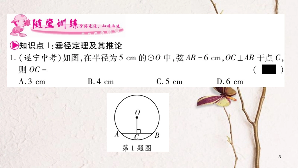 九年级数学下册 第三章 圆 3.3《垂径定理》习题课件 （新版）北师大版_第3页