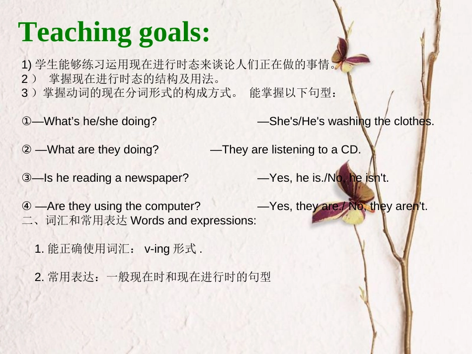 （水滴系列）七年级英语下册 Unit 6 I’m watching TV（第3课时）Section A（Grammar Foucs-3c）课件 （新）人教新目标_第2页