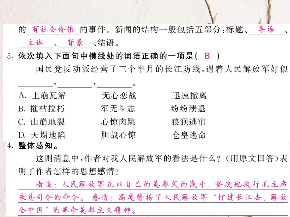 九年级语文上册 9 我三十万大军胜利南渡长江教用课件 北师大版_第3页