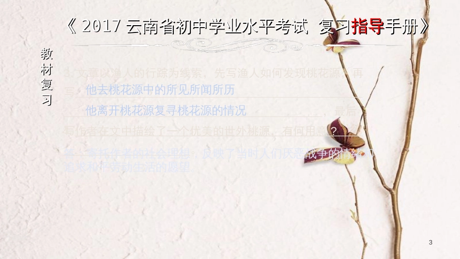 云南省中考语文 专题一 文言文阅读 本土名师复习计划（七）《桃花源记》复习课件_第3页