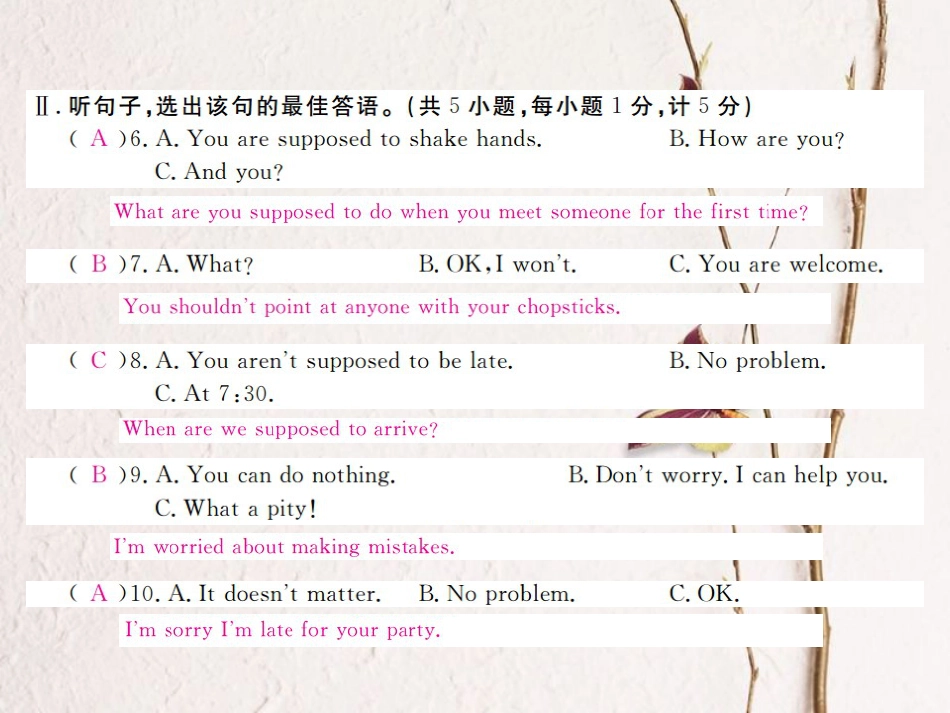 （河北专）九年级英语全册 Unit 10 You’re supposed to shake hands检测卷课件 （新）人教新目标版_第3页