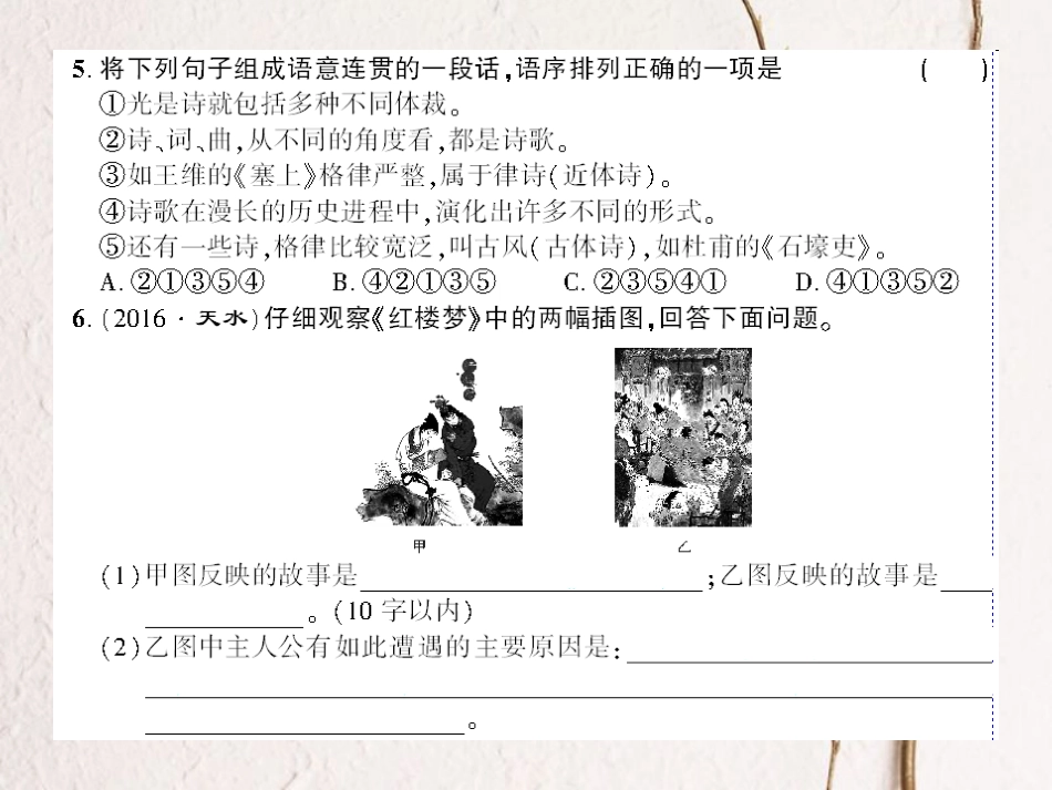 （襄阳专）九年级语文上册 第五单元 20 香菱学诗课件 新人教_第3页